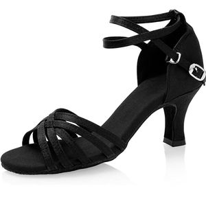 Dancing Dressy Black open toed heel shoes straps
